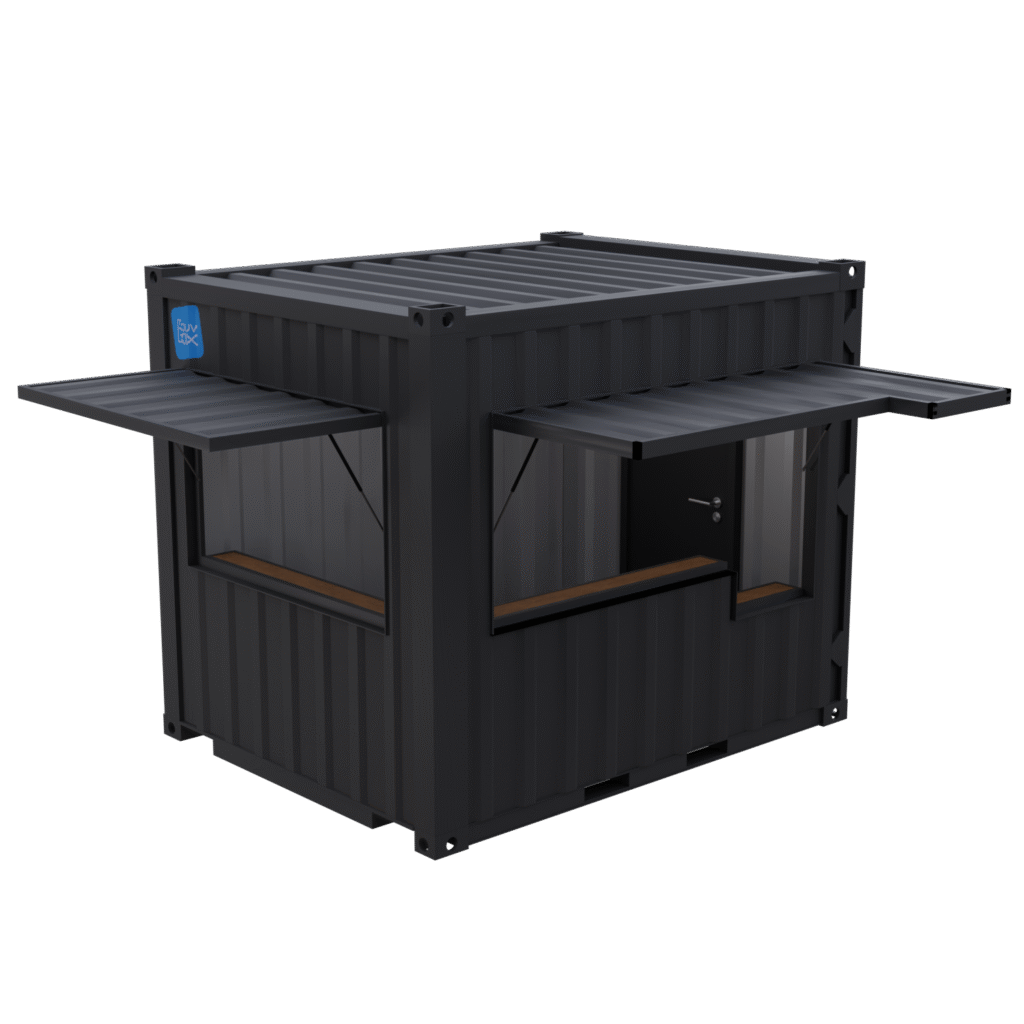 Car Box 20&prime; – Container aménagé automobile avec 7 rampes LED et plexiglas sécurisé - Image 1