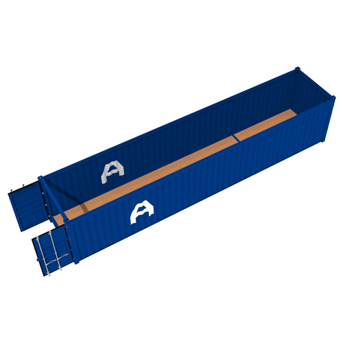 Container 40 pieds open top – volume 66,43 m³, surface 28,27 m², structure en acier - Image 1