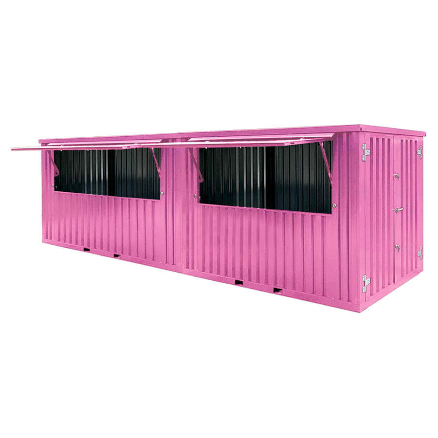 Conteneur bar démontable 8×2 mètres XL Rose RAL 3014 – dimensions extérieures 7762,2 x 2239,3 x 2289 mm - Image 1