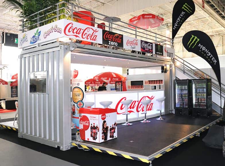 Container Bar Event Premium – 6 m x 7 m, 2 terrasses, niche de présentation, 14 m² de mezzanine - Image 1