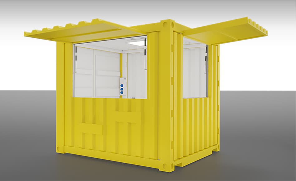 Container Snack 10 – dimensions 4,3 m x 3,8 m x 2,7 m ou 3 m x 2,5 m x 2,7 m, aménagement 10 pieds - Image 1