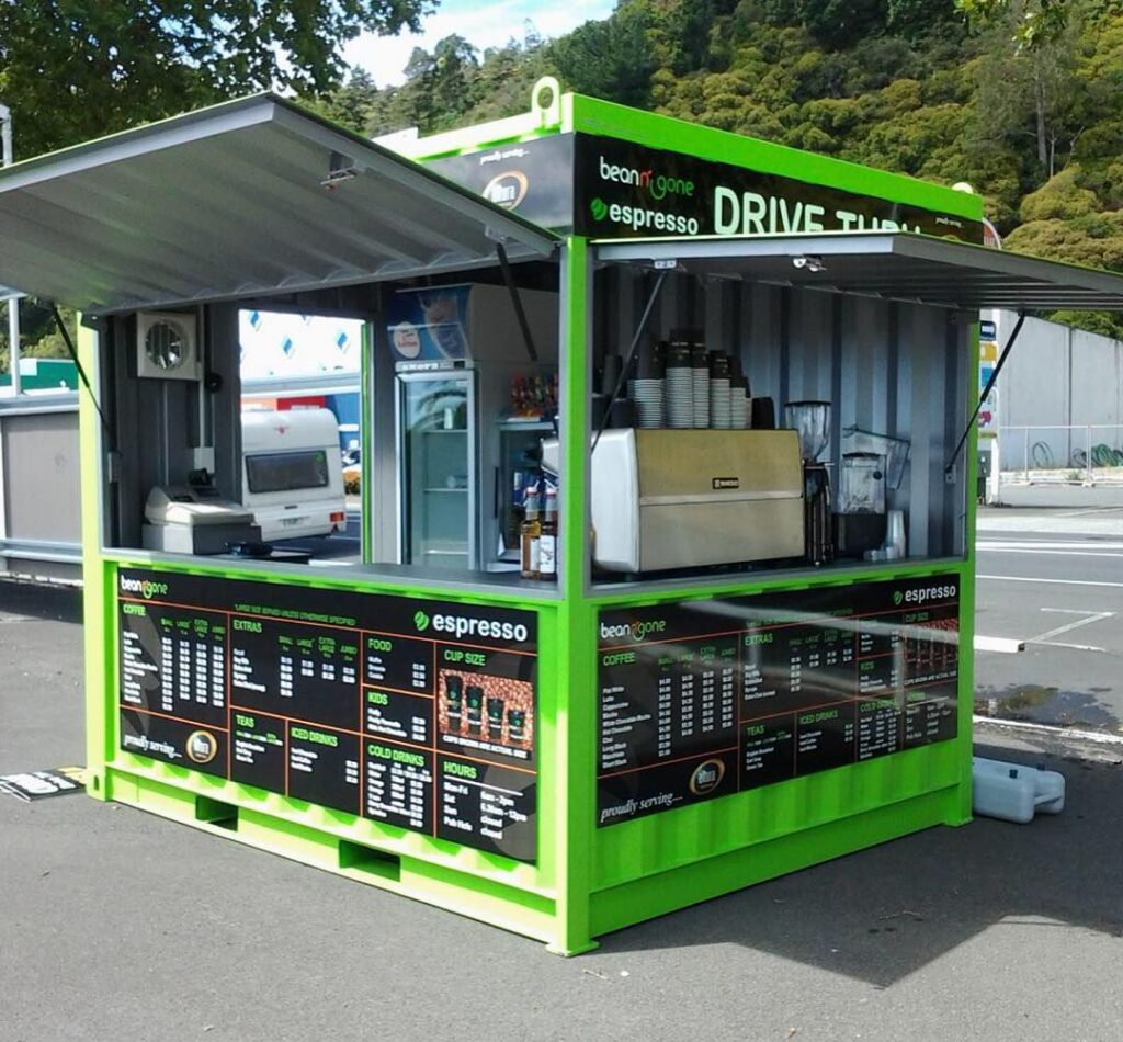 Container 10&prime; pieds snack type 2 – mini-restaurant ou snack mobile/fixe – dimensions standard 3.06×2.44×2.59m - Image 1