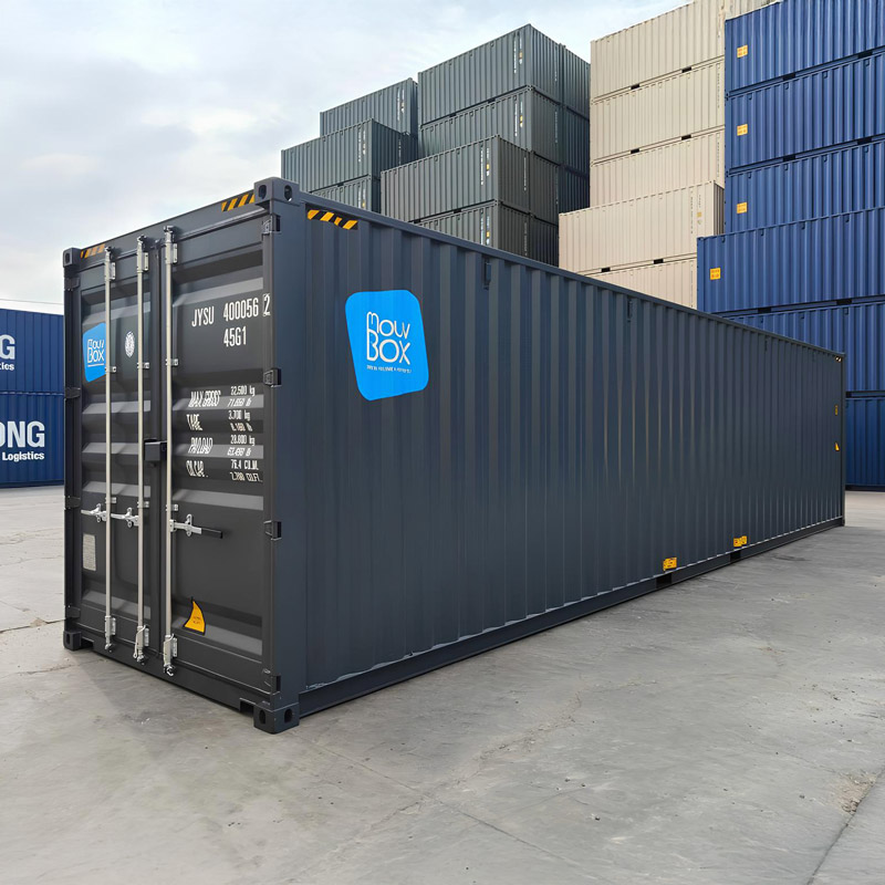 Container 40&prime; High Cube premier voyage – 76 m³, 29 m², 2,89 m de hauteur extérieure - Image 3