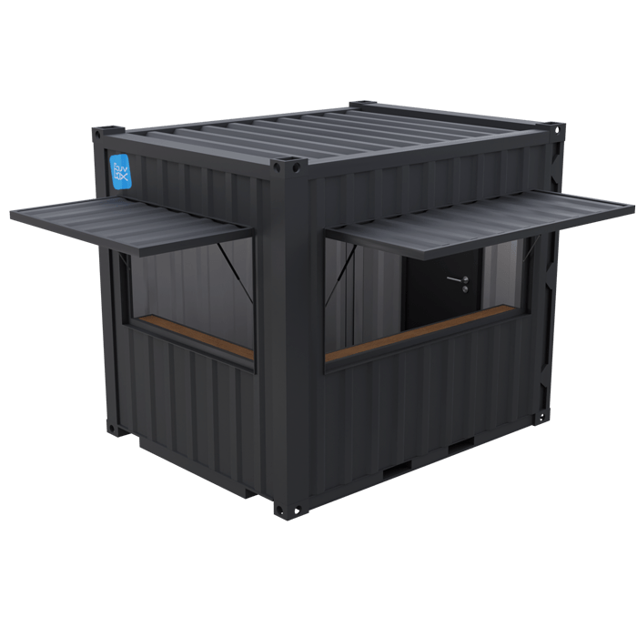 Snack Box 10&prime; Dynamique – Container aménagé bar avec 2 vantaux de 1.50m et 16 m³ de volume 1