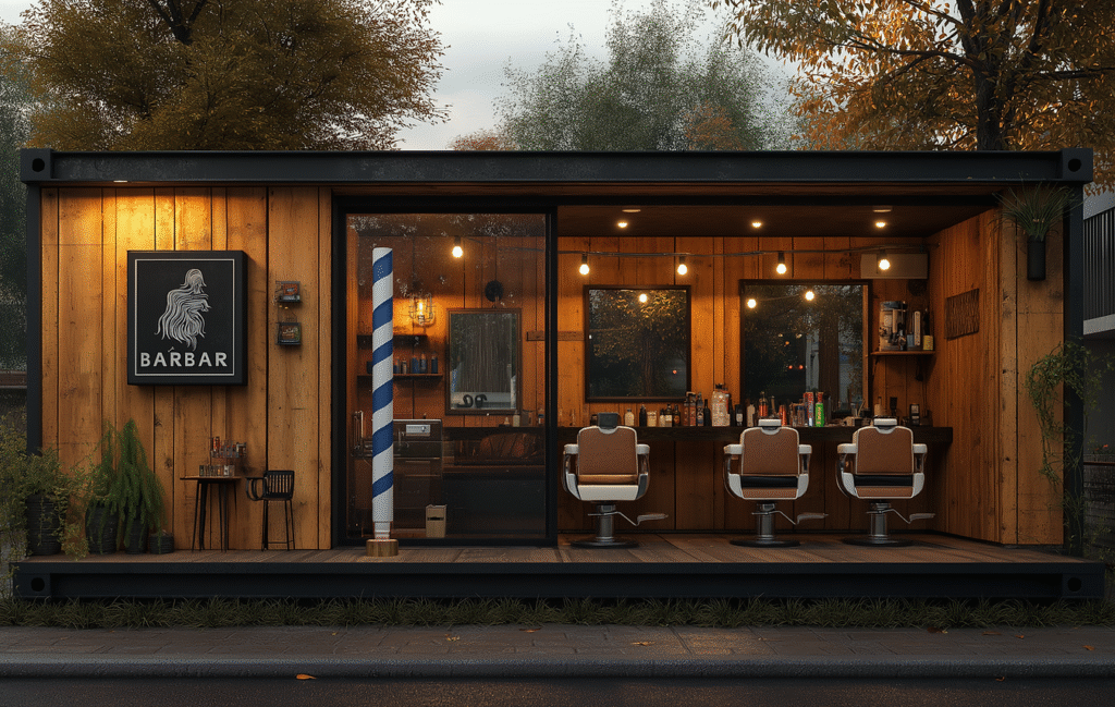 Container Barbier – Salon de coiffure mobile, moderne et fonctionnel pour professionnels du grooming- Duneloft - Image 1