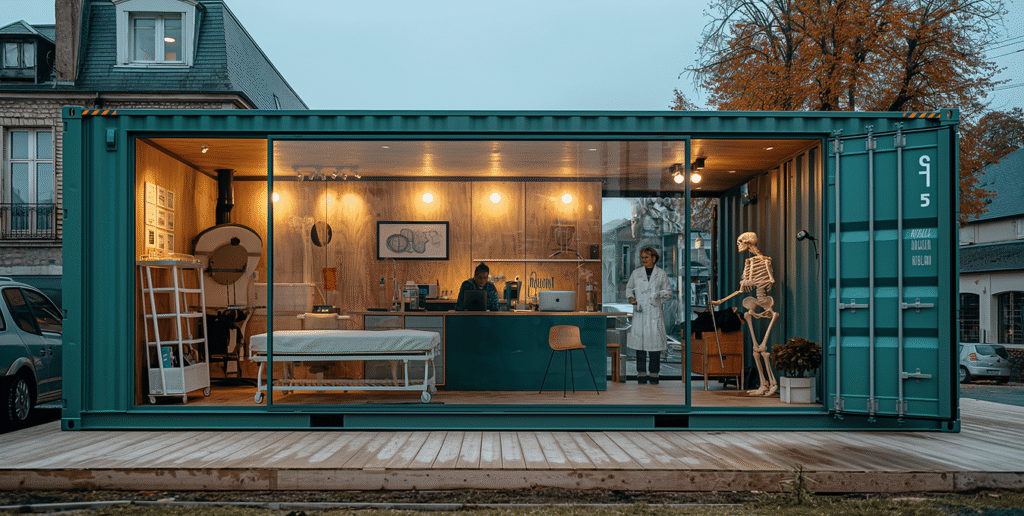 Container cabinet médical 20 pieds – espace de consultation moderne, mobile, fonctionnel et écoresponsable- Duneloft - Image 1