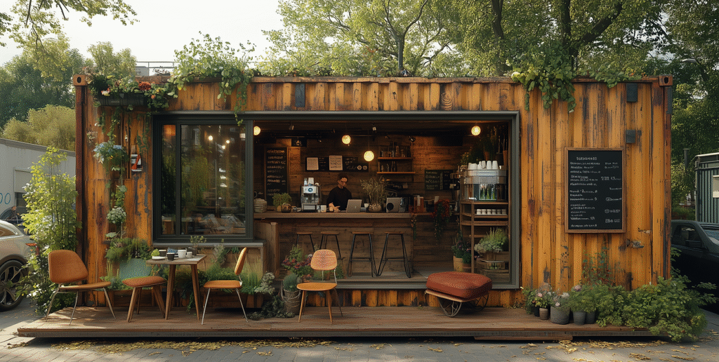 Container café aménagé de 20 pieds – Mobilité, design et écoresponsabilité pour citadins- Duneloft - Image 1