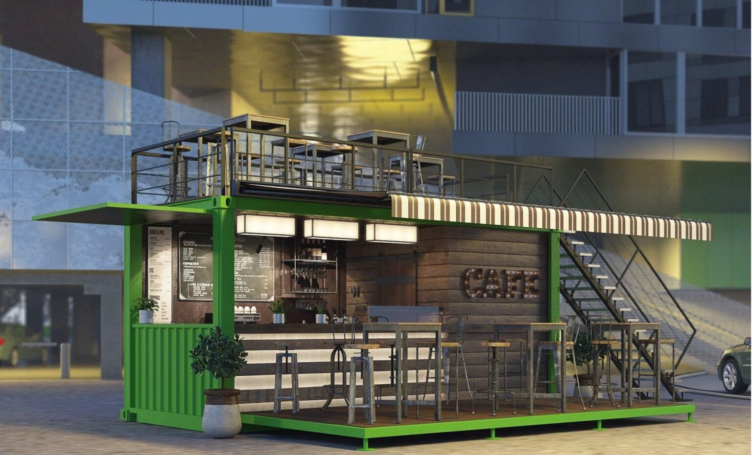 Container café ISK12 type 5 - module en containers maritimes 20 pieds ...