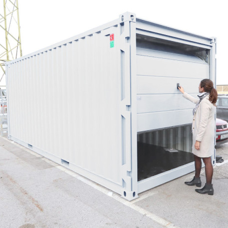 Container de stockage de 20 Pieds avec porte garage sectionnelle en acier RAL 9010 blanc pur - Image 1