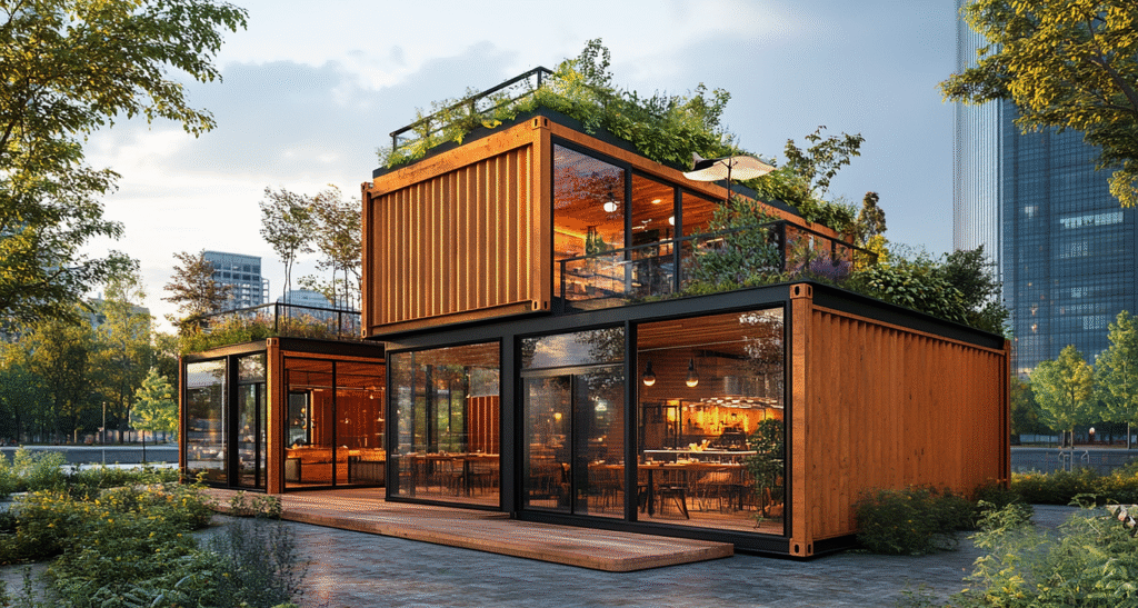 Container événementiel écoresponsable – Roof Top modulable et design en containers maritimes recyclés- Duneloft 1