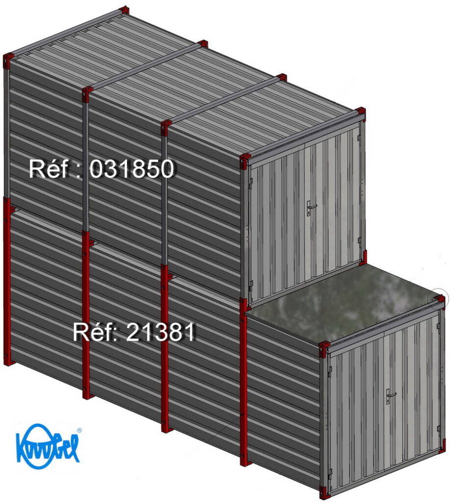 Container gerbable 4,50 m – 6 m avec renforts extérieurs – Capacité 300 kg/m² 1
