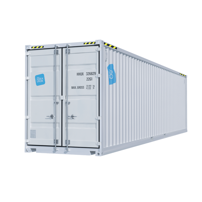 Container 40&prime; High Cube premier voyage – 76 m³, 29 m², 2,89 m de hauteur extérieure - Image 1