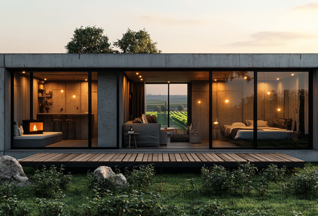 Container aménagé LE VIGNERON – solution innovante et écoresponsable pour l&rsquo;écotourisme et amateurs de vin- Duneloft 1