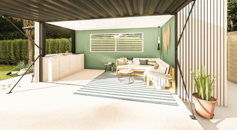 Container pool house 20 pieds personnalisable, avec espace de stockage ou sanitaire 1