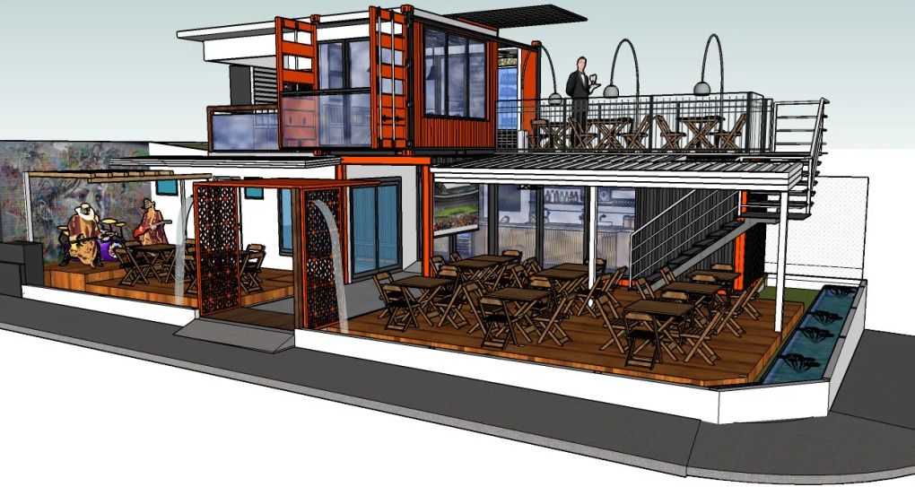 Container restaurant ISK140 – 3 containers maritimes 40 pieds HC modifiés – Garantie 35 ans - Image 1