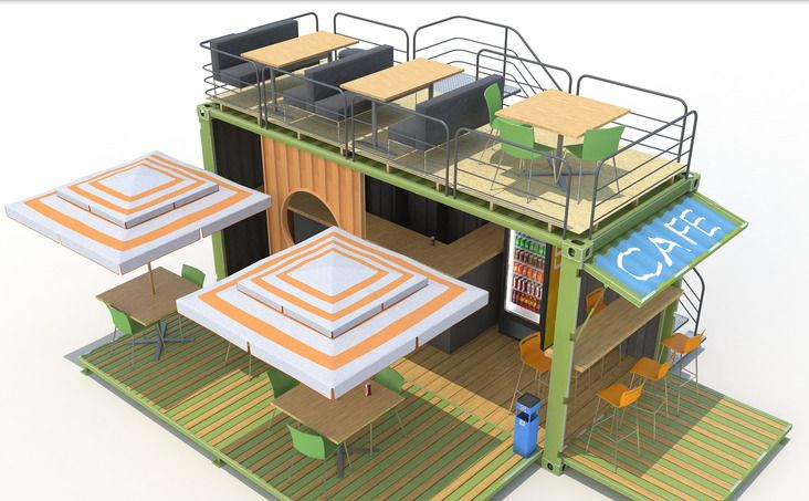 Container restaurant ISK20 Luxe Type 2 – Snack et bar avec terrasse – 20 pieds HC certifié 1