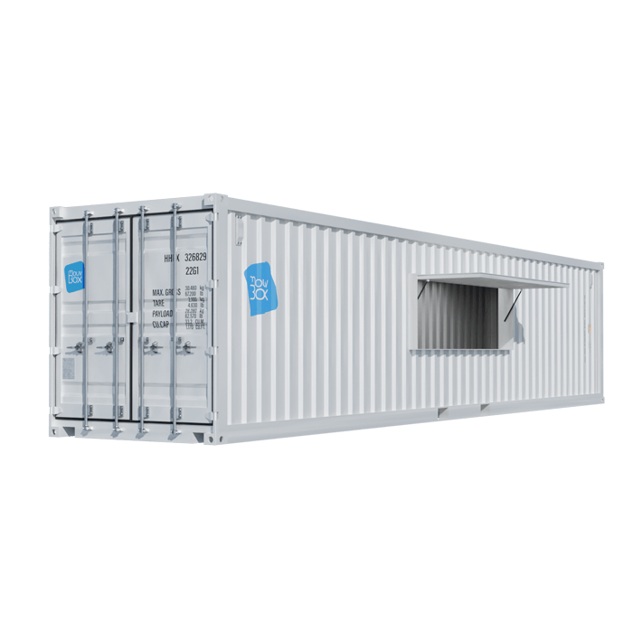 Snack Box 40&prime; Authentique – conteneur aménagé avec vantail relevable de 3m, 67 m³, 29 m² - Image 1