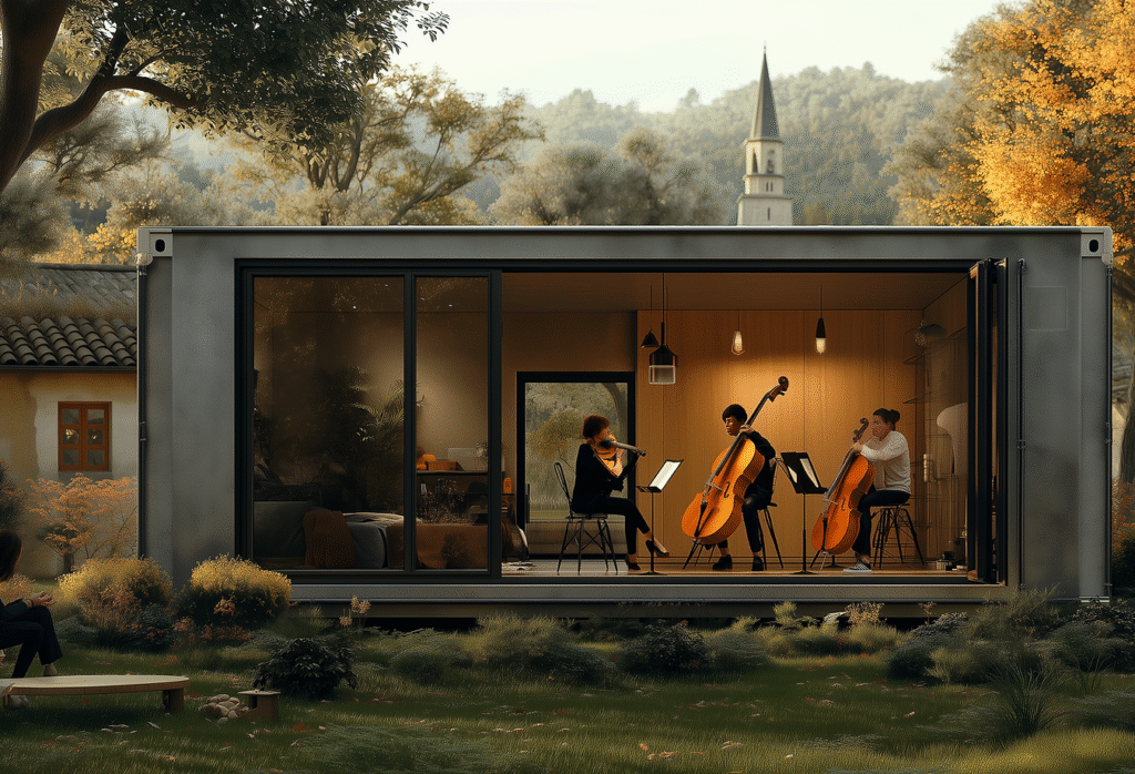 Container  Salle de Répétition : un espace créatif pour les musiciens, les groupes de théâtre et les artistes – Duneloft 1