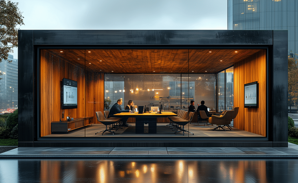 Container salle de réunion – espace de travail flexible, modulable, moderne et écoresponsable – aménagement optimisé et transportable- Duneloft 1