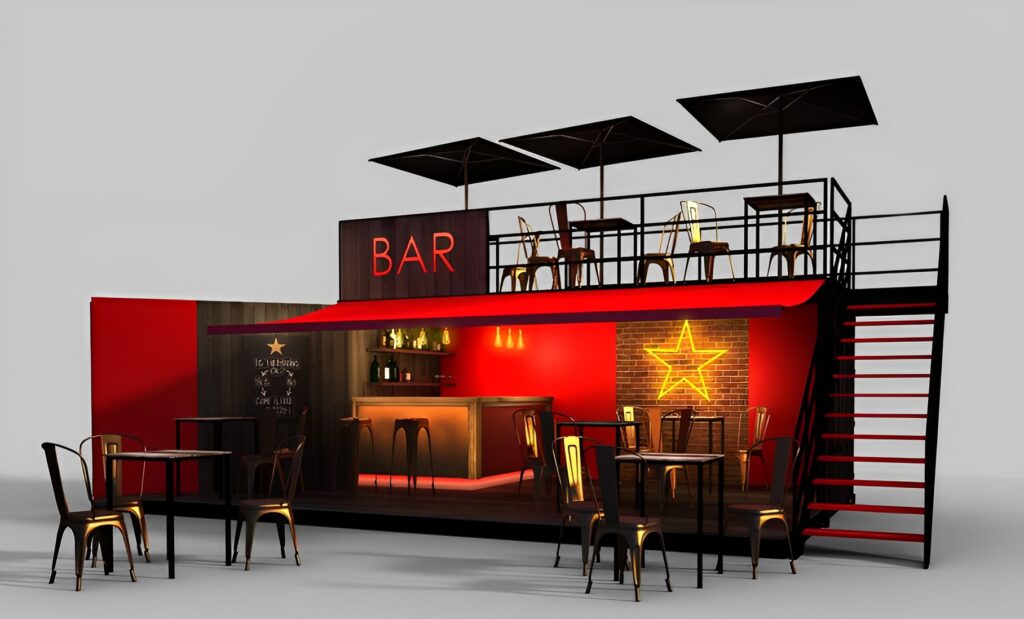 Container snack bar restaurant 40 pieds terrasse 1