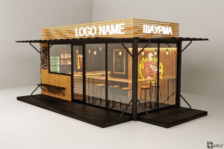 Container snack ISK12 – Restaurant type 3 en acier robuste pour mini bar et snack mobile ou fixe - Image 1