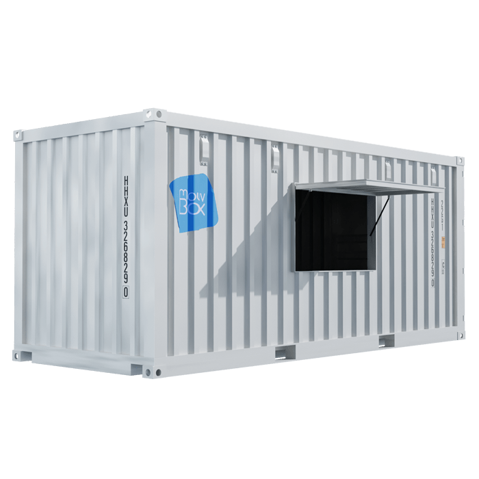 Snack Box 20&prime; Authentique – Container aménagé avec vantail relevable de 1.50m et appui comptoir en acier - Image 1