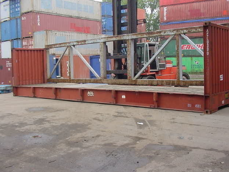Conteneur plateforme neuf ou occasion – parois avant et arrière rabattables – transport de cargaisons spécifiques - Image 1