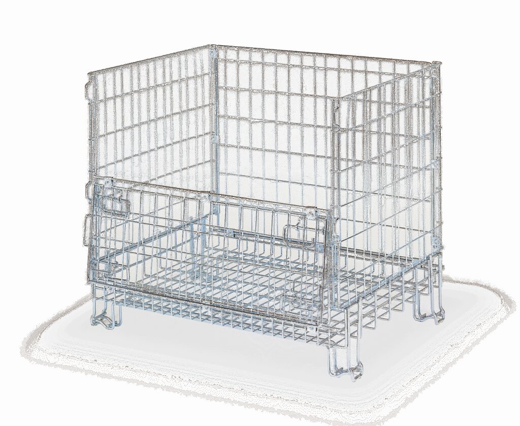 Conteneur en fil d&rsquo;acier zingué – 300 à 1000 kg – gerbable et repliable - Image 1