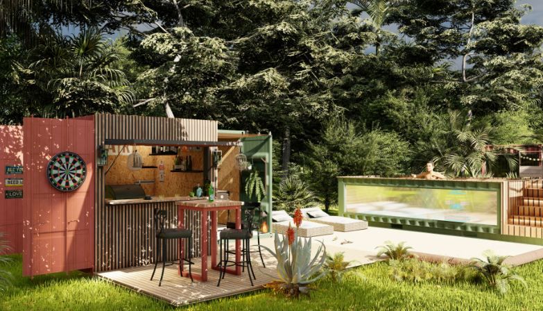 Cuisine d&rsquo;été en container 8 pieds de 5m2, avec possibilité de personnalisation - Image 1