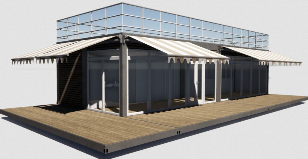 Restaurant ISK65 – Module aménagé avec deux containers 40 pieds HC – Snack, bar et terrasse - Image 1