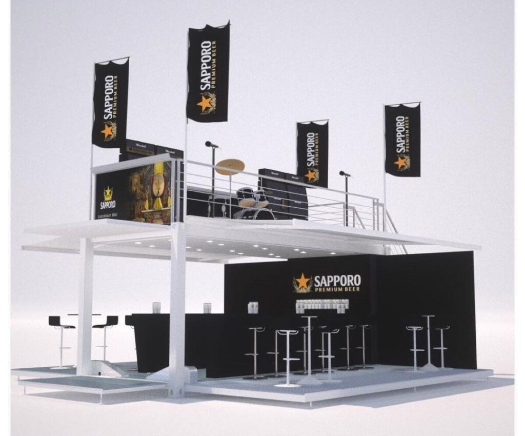 Snack ISK12 – Container maritime inox transformé avec terrasses couvertes pliables, module expansible 1