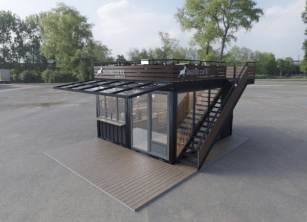 Snack ISK12 – Conteneur aménagé type 4 avec terrasse – Utilisation mini bar, snack mobile ou fixe 1