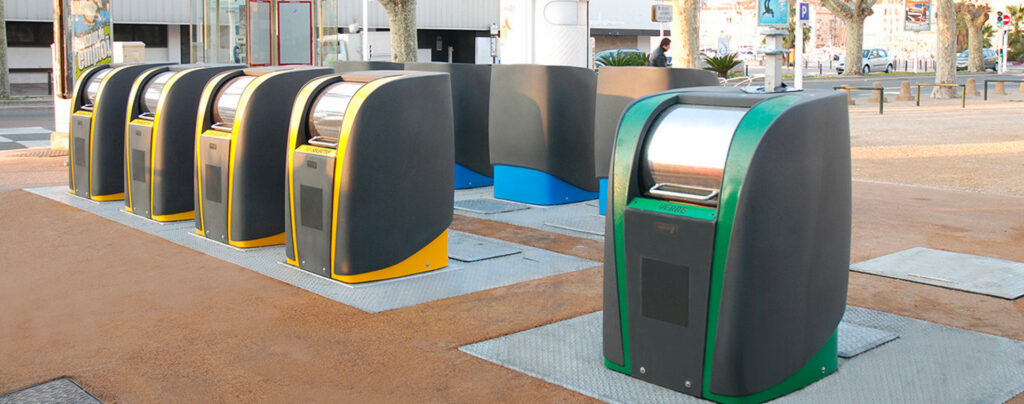 Conteneur Enterrées à Charge Arrière – Colonnes enterrées – Dimensions A 1840 B 120 C 1600 D 120 1