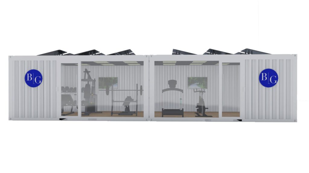 Container salle de sport – espace d&rsquo;entraînement mobile modulable avec isolation thermique et phonique 1