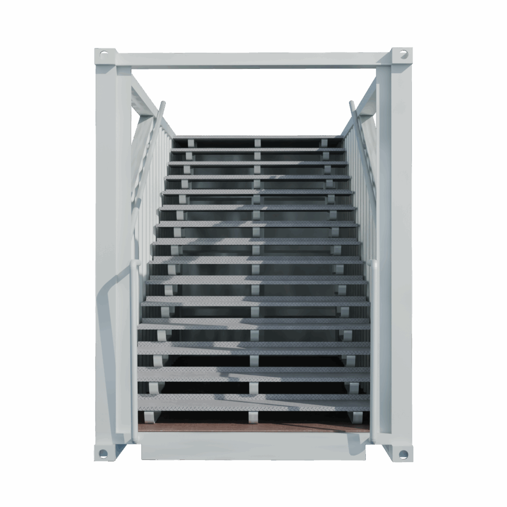 Escalier Box 20&prime; – Container aménagé avec accès ERP, dimensions 6.05m x 2.43m x 2.85m - Image 2