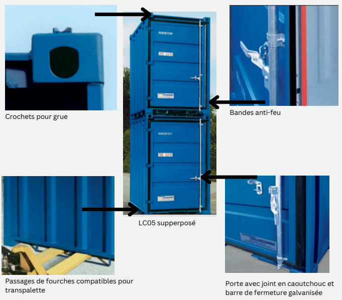 Container de stockage 5 pieds neuf, résistant au feu et à l&rsquo;eau – Charge utile jusqu&rsquo;à 1000kg – LC05 - Image 2