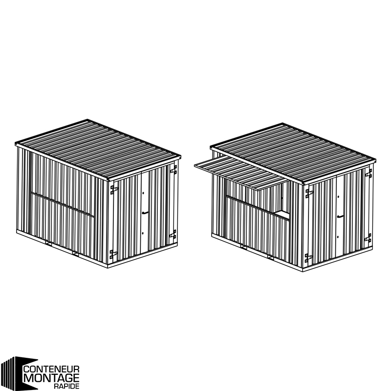 Conteneur bar démontable 4×2 m XL RAL 9005 – couleur noire avec auvent pliable et double porte - Image 2