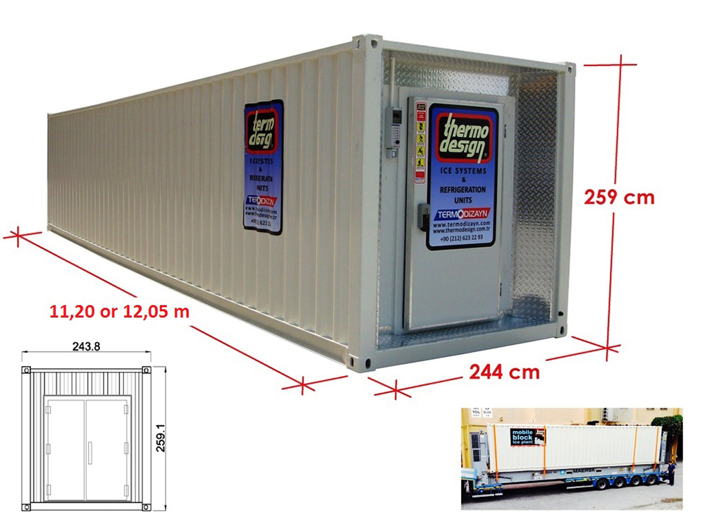 Chambre Froide De Type Conteneur RFR40-2R – 40ft, 2438x12192x2896 mm, Plage de Température (0/+4)/(-18/-25) °C 1