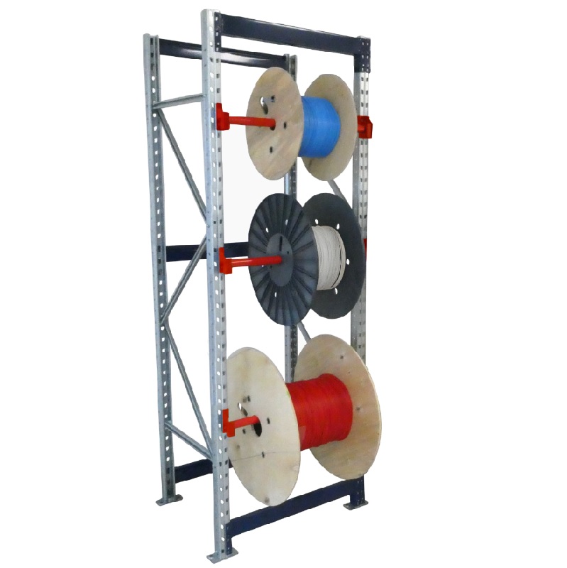 Rack de stockage dynamique CABLERACK® LEGER pour petits tourets – Capacité 240 kg/travée, 3 niveaux, largeur touret 580 mm - Image 2