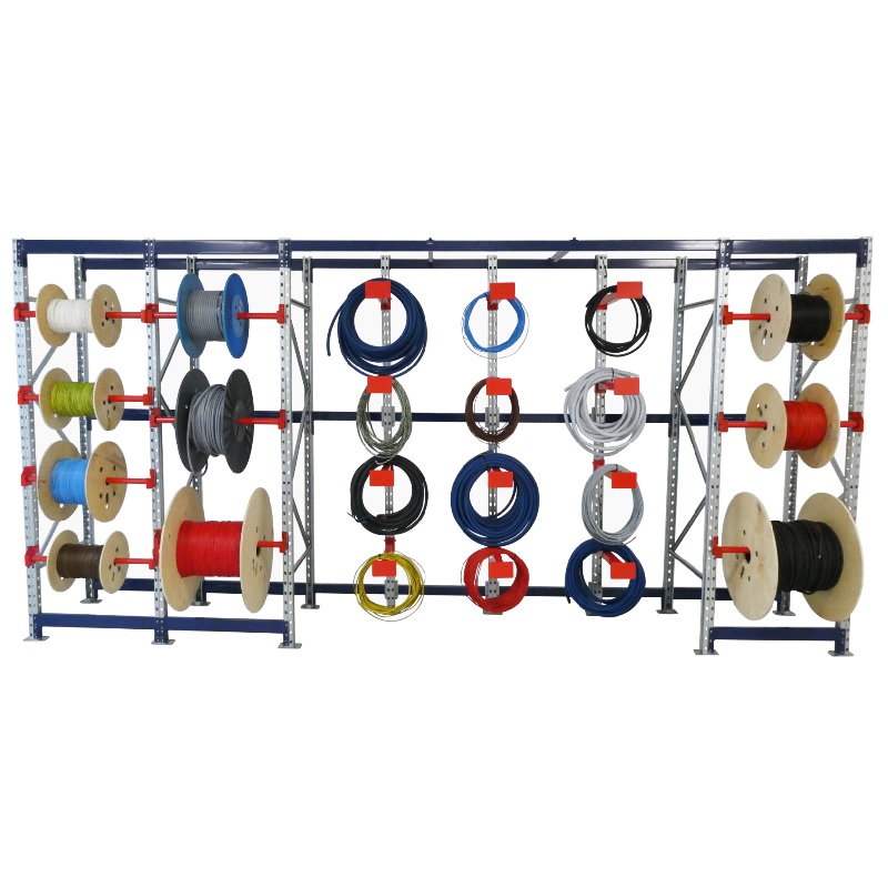 Rack de stockage dynamique CABLERACK® LEGER pour petits tourets – Capacité 240 kg/travée, 3 niveaux, largeur touret 580 mm - Image 3