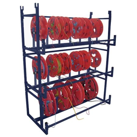 Distributeur de couronnes câbles/fils BOBI-COURONNES – 3 niveaux (1 BOBI 400 + 2 BOBI 300) avec 16 bobines - Image 1