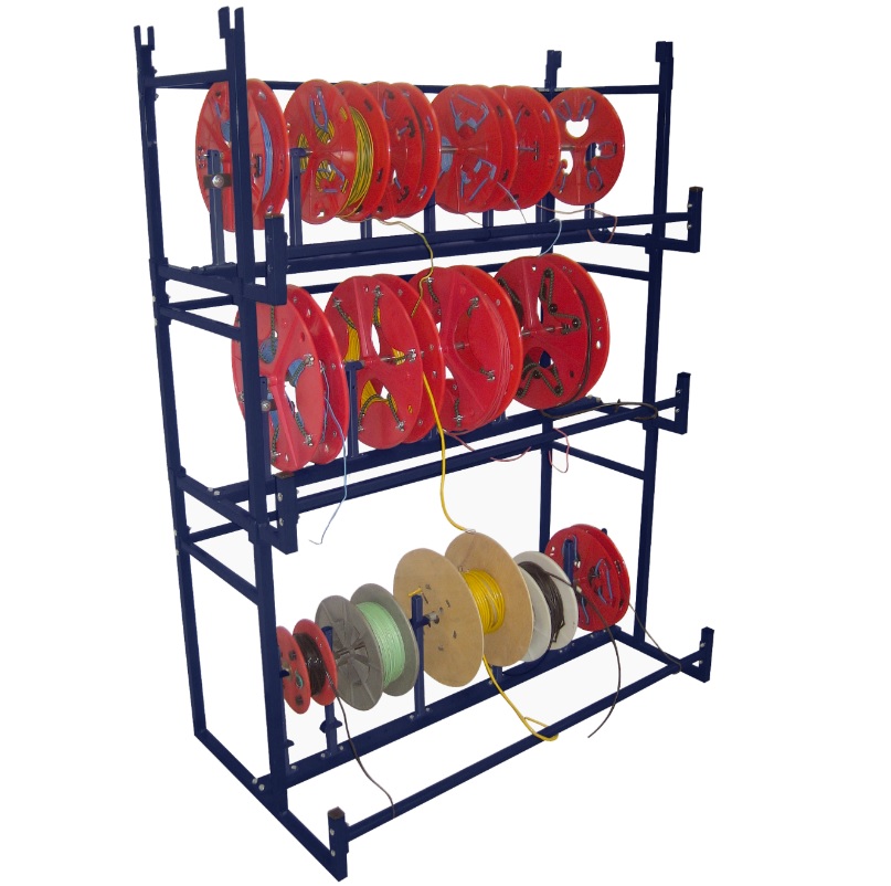 Distributeur de bobines et couronnes BOBI-MIXTE – 3 supports (BOBI REGLABLE, 400, 300) – 80 kg par module - Image 1