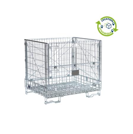 Conteneur grillagé Maxi-Industrie 180° en location dynamique – rackable, gerbable, capacité 800 kg, format palette 1200 x 1000 mm - Image 1