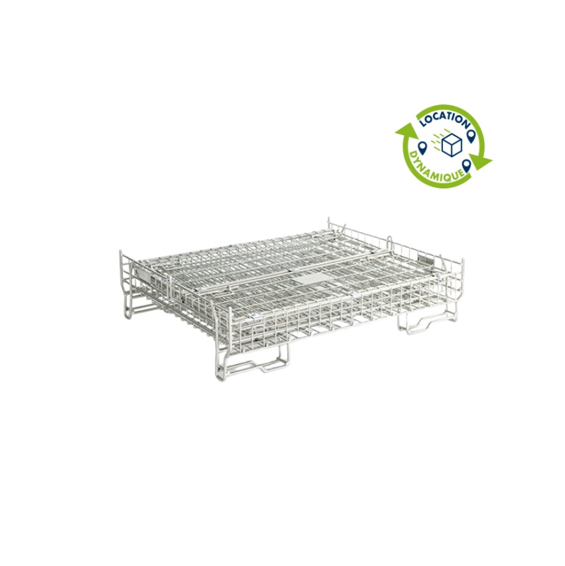 Conteneur grillagé Maxi-Industrie 180° en location dynamique – rackable, gerbable, capacité 800 kg, format palette 1200 x 1000 mm - Image 3