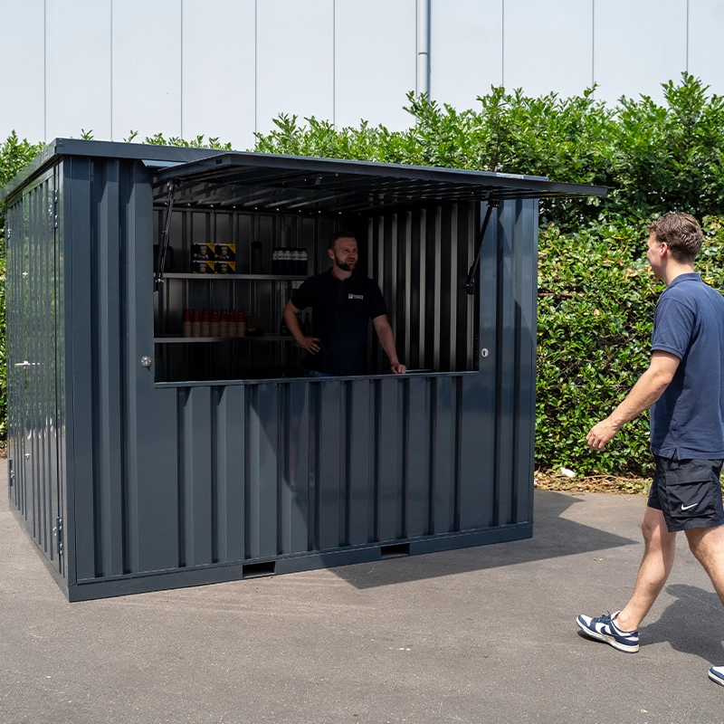 Conteneur bar démontable 3×2 mètres XL RAL 7016 – avec auvent pliable et double porte - Image 3