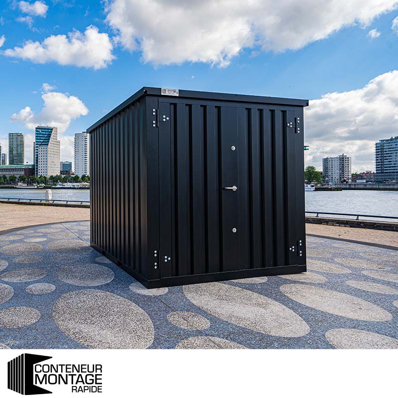 Conteneur démontable noir 3 x 2 mètres – avec double porte sur le côté 2 mètres (petit côté) – teinté RAL 9005 – 5.5 m² - Image 2