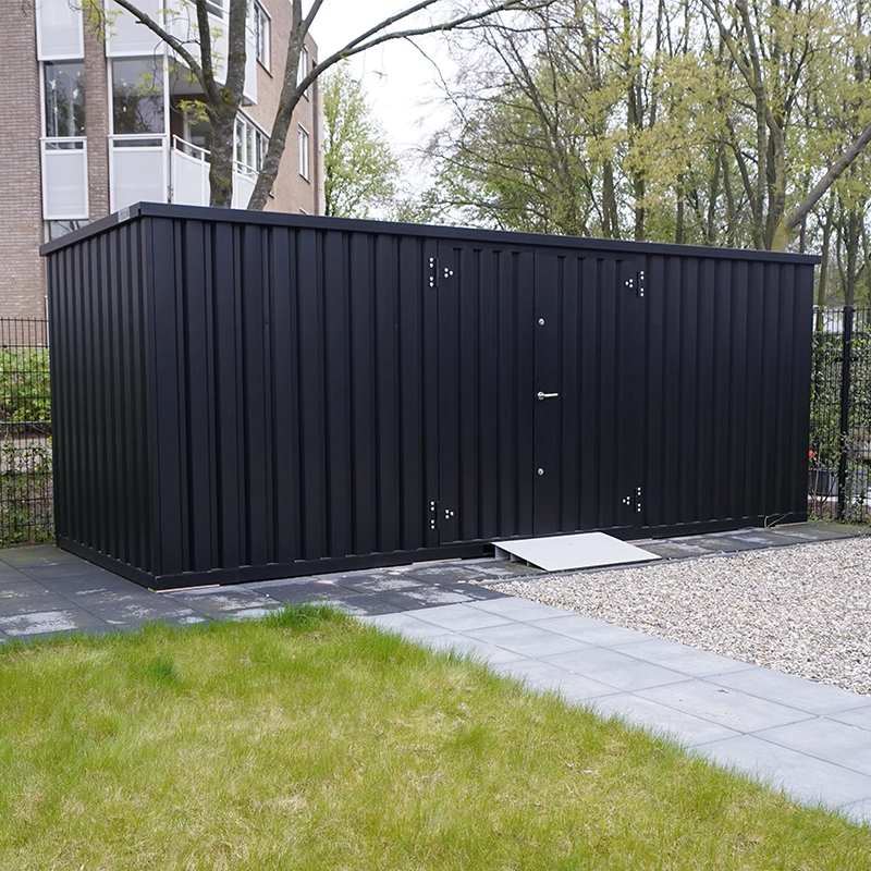 Abri moto 5 x 2 mètres – avec double porte grand côté – Conteneur de stockage métal galvanisé – 10 m² - Image 2