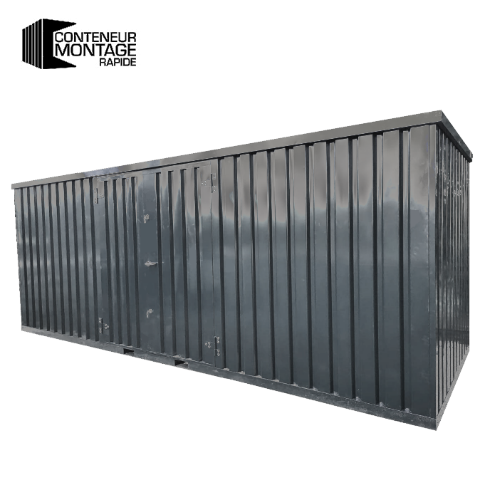Conteneur 20 pieds neuf – 6 x 2 m (12 m²) anthracite, acier galvanisé, avec double porte sur grand côté - Image 1
