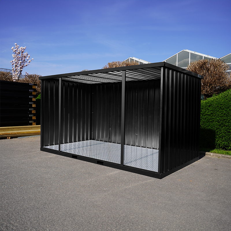 Conteneur démontable ouvert côté long 4×2 mètres – RAL 9005 noir – 7,5 m² – Conteneurs de jardins - Image 2