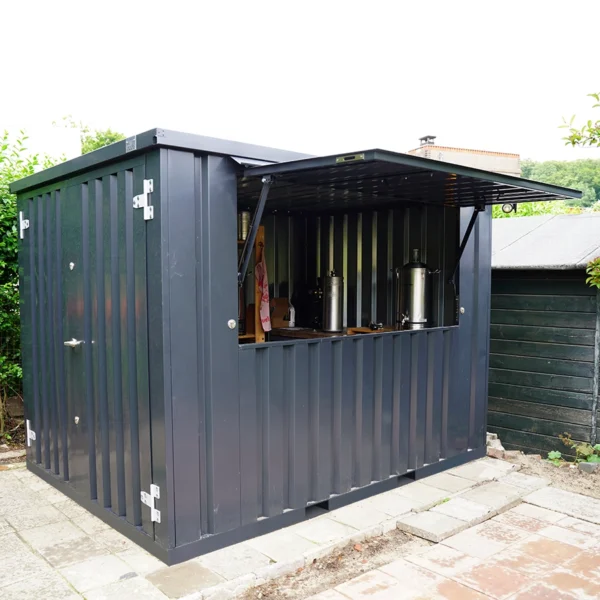 Food truck 3×2 m XL RAL 7016 – Conteneur de bar démontable de 5,5 m² avec auvent pliable - Image 2